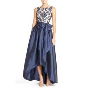 Adrianna Papell Navy Blue High Low Gown